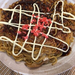 うどんと焼きそばで☆モダン焼き(*^^*)